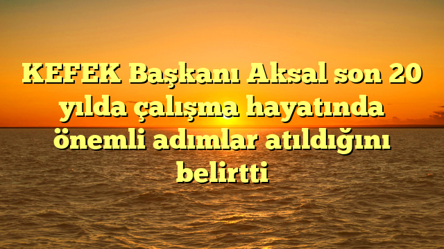 KEFEK Başkanı Aksal son 20 yılda çalışma hayatında önemli adımlar atıldığını belirtti