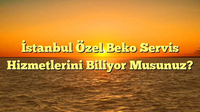 İstanbul Özel Beko Servis Hizmetlerini Biliyor Musunuz?